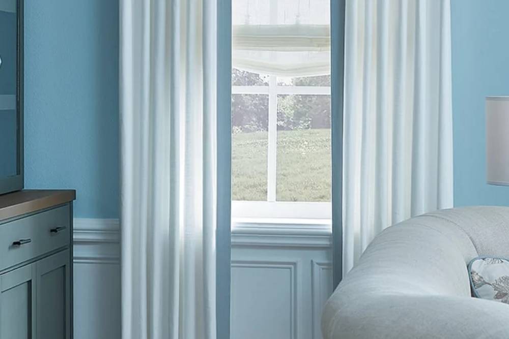 Carole Fabrics custom drapery adorning a window in a room near the City of Industry, CA